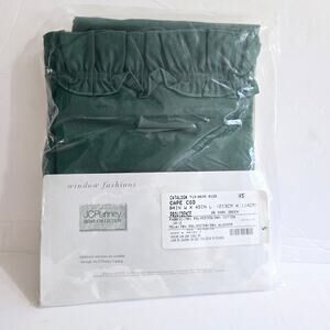 NIP JC Penney Home Collection Cape Cod 84x45" Dark Green Curtains (2) Ruffled